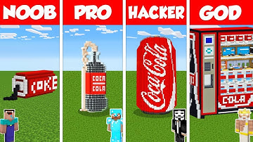 Minecraft Battle: NOOB vs PRO vs HACKER vs GOD: COCA COLA SODA HOUSE BUILD CHALLENGE / Animation