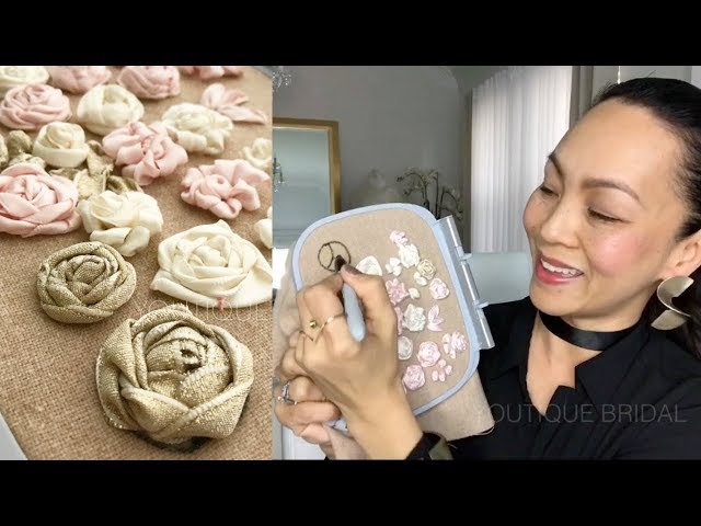 Ribbon Embroidered Spider Roses : Ring Bearer Pillow Part 1 - YouTube