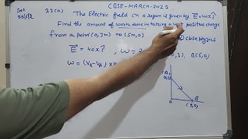 the electric field in a given region is given by 40x i N/C. Find the amount of work done in taking