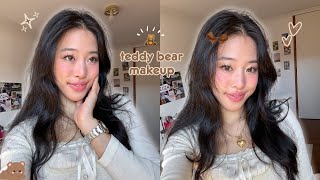 TEDDY BEAR MAKEUP LOOK 🧸 soft, natural makeup tutorial | trying new viral korean makeup!!