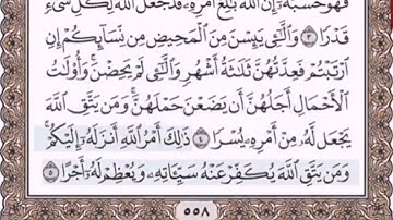 المقطع الثاني من سورة الطلاق من اية ٤ الى اية ٦ . الشيخ ابراهيم الاخضر . مكرر عشر مرات .