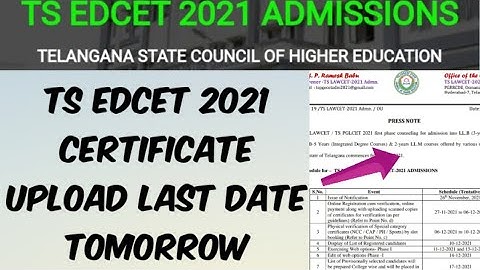 TSEDCET 2021 Certificate upload Last date tomorrow/TSEDCET 2021 counselling certificate verification