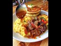 🍳 Ultimate Breakfast Platter with Spicy Sauce Drizzle! 🔥