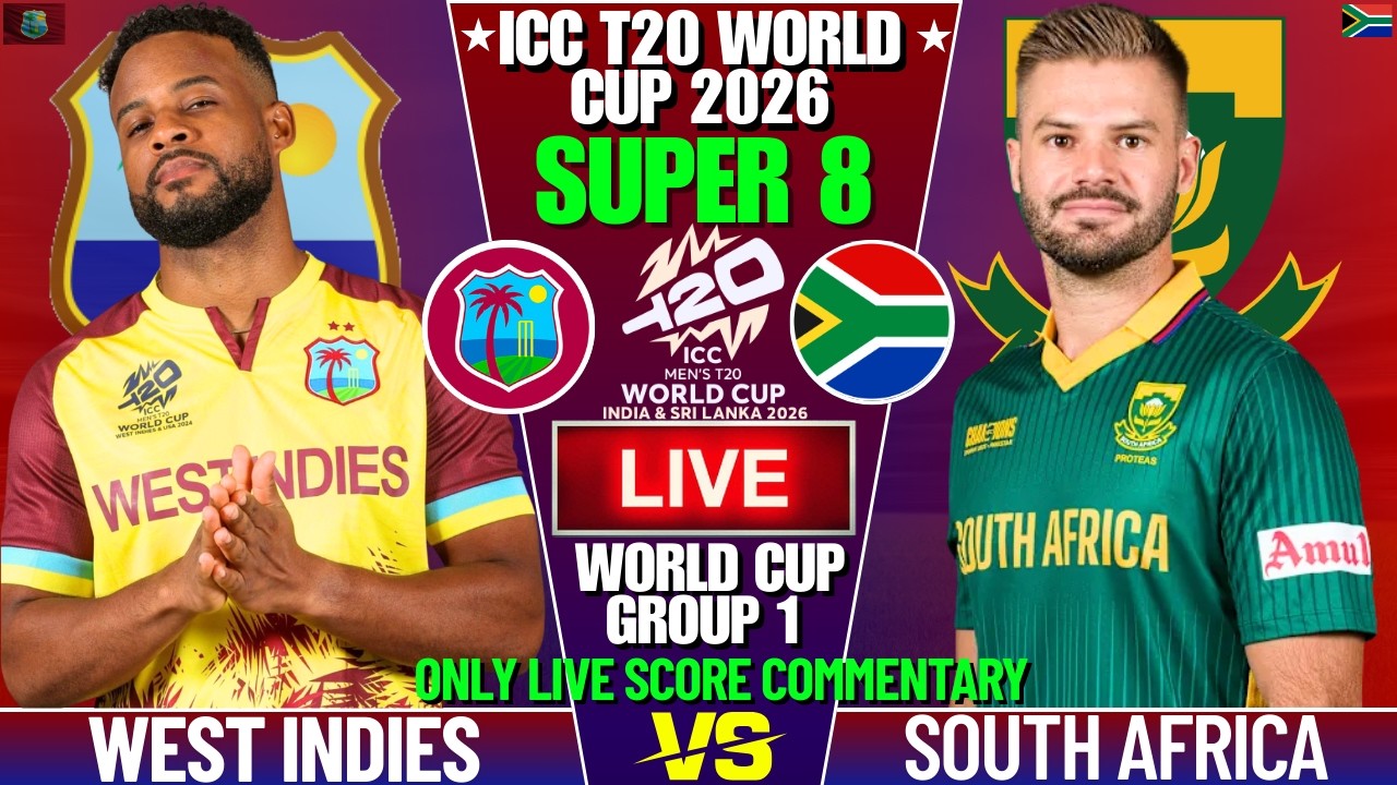 WEST INDIES VS SOUTH AFRICA T20 WORLD CUP LIVE MATCH SCORE | T20 WORLD CUP SUPER 8 | WI VS SA