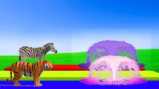 animal fountain  colour transformation video ⛲#animalrace  🐇🐈🐆🐊🐂#animaltransformations