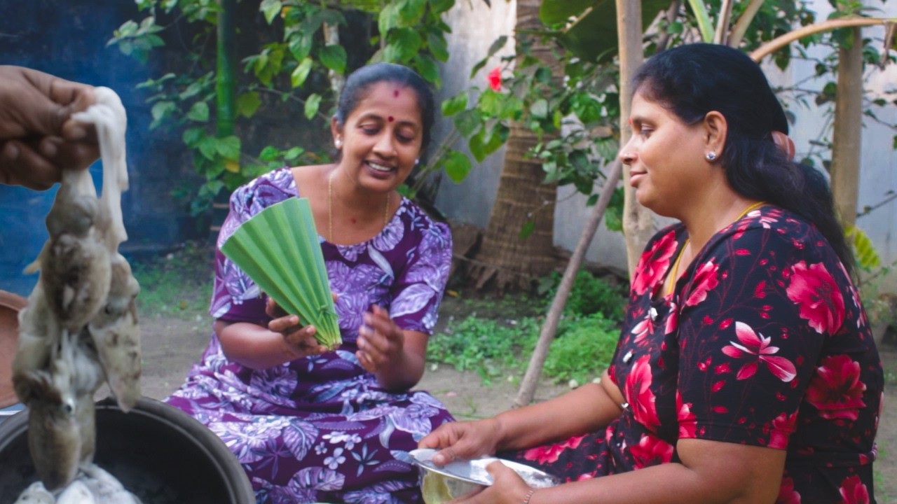 Village Life in Jaffna, Sri Lanka | Traditional Kurakkan Puttu & Kanavai Curry Cooking | Squid Curry