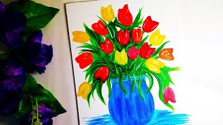 painting acrylic flower pot tutorial easy