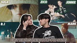 FIRST TIME LISTENING TO KPOP SOLOS- (B.I + MARK + SUGA + ZICO & JENNIE) | KPOP REACTION