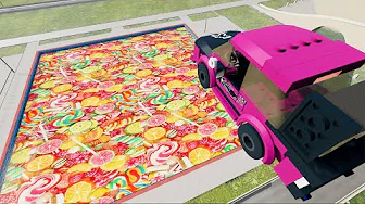 Lego Cars Jumping Into Candy Pool -  BeamNG.Drive