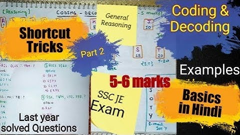 Coding-Decoding ~ Part 2 || SSC JE last year solved Questions (Reasoning) - Hindi