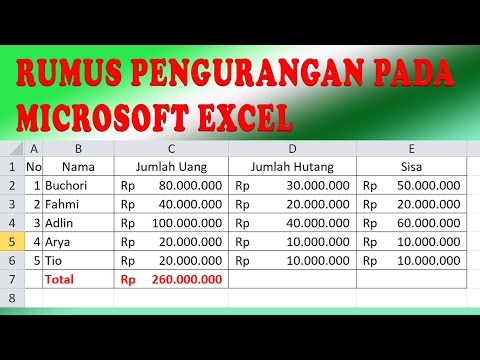 Rumus Pengurangan Di Excel | Tutorial