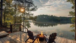 Sitting By The Lake with A Warm Campfire and The Sound of The Lake helps Relaxation and Meditation