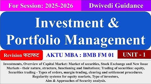 Investment and Portfolio Management chapter 1, Investment and Portfolio Management mba 3rd sem, aktu