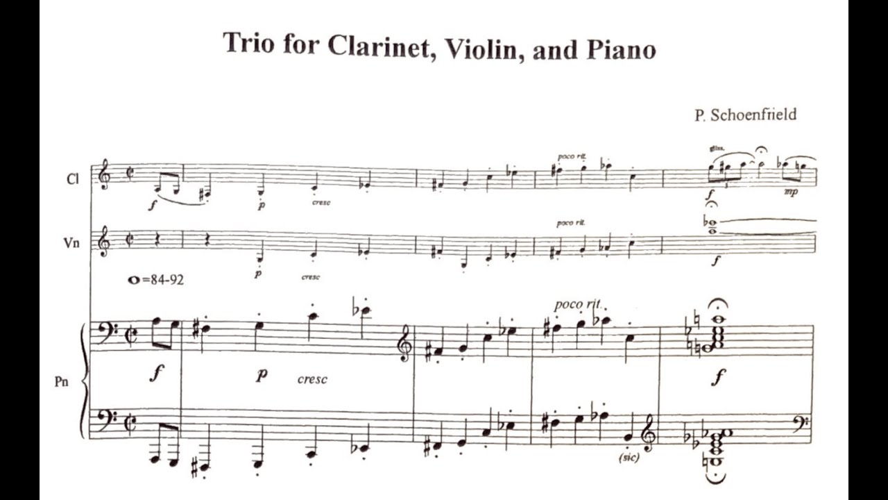 ⁣Paul Schoenfield - Trio for Clarinet, Violin, and Piano (Score)