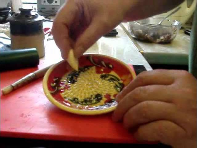 garlic grater plate in moss – Hamlet Pottery