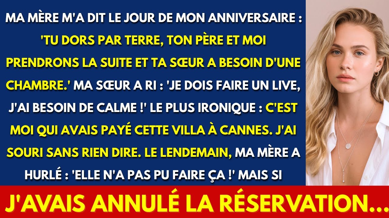 « On dort par terre. » Les mots de ma mère résonnèrent encore dans ma tête pendant que je regardais la villa que j'avais payée avec deux ans d'économies. Nous étions à Cannes pour mon...