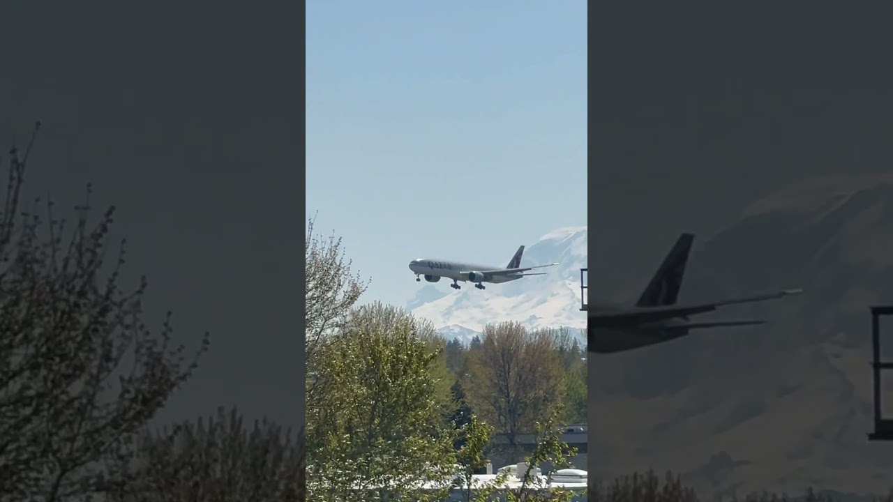 Qatar Airways 🇶🇦 triple 777 un real behind mountain 