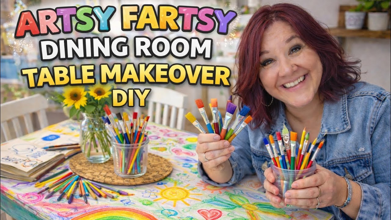 From Plain to Playful! Artsy Fartsy Dining Room Table Makeover DIY ...