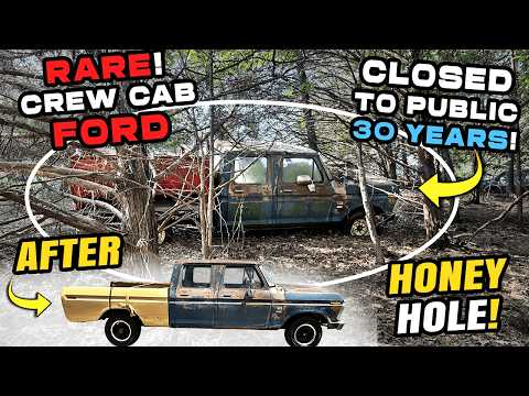 ABANDONED 1976 F250 CREW CAB Rescue! 100's Of Old Vehicles! CLOSED to the Public for 30 YEARS!