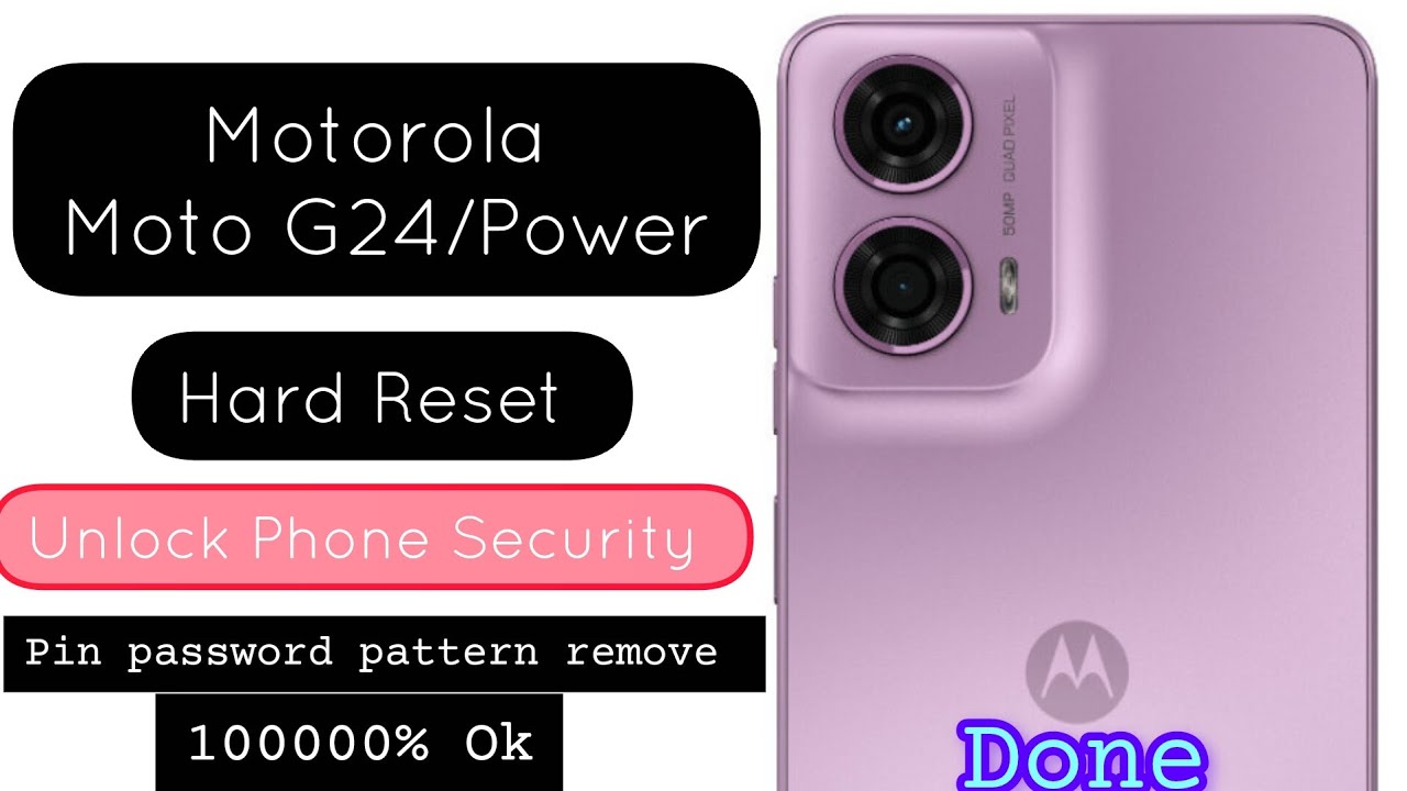 Motorola Moto G24 /Power Hard Reset. How to unlock phone Security