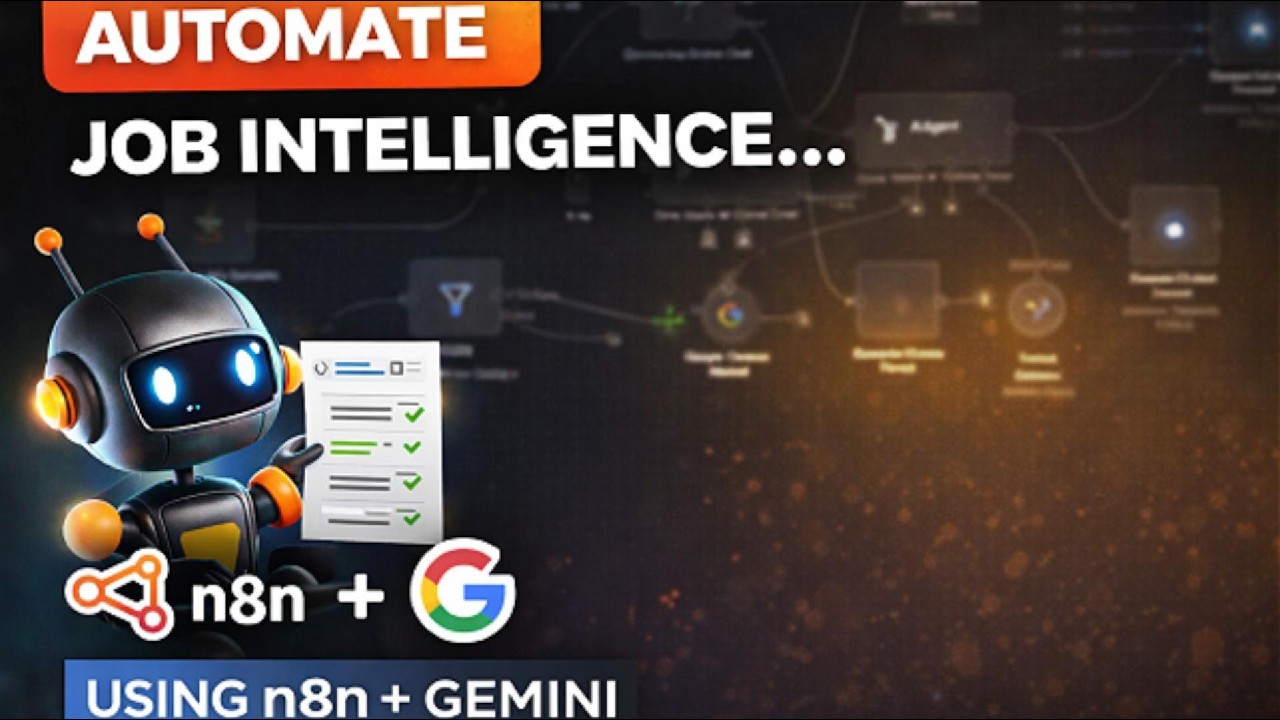 AI job intelligence automation workflow diagram showing n8n, Gemini AI and Apify integration
