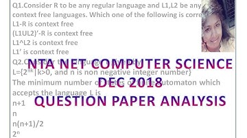 NTA UGC NET December 2018 Computer Science Paper Solution Q1, Q2