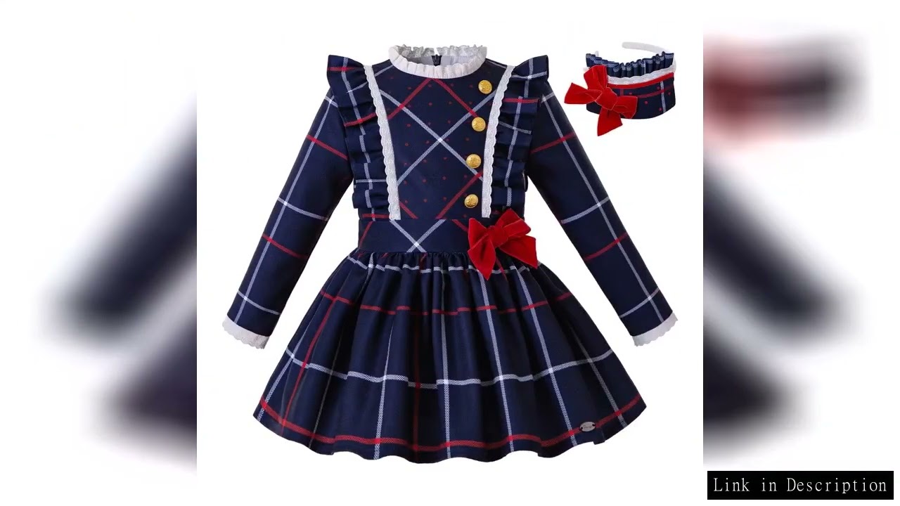 Pettigirl Girls Autumn and Winter British Style Casual Royal Blue Plaid Long Sleeve Dress Christmas