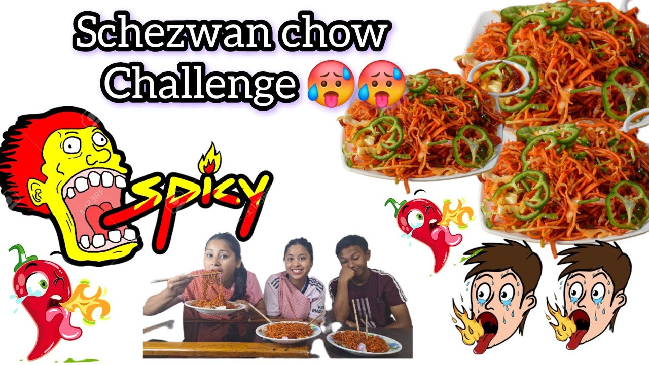 schezwan chow 🥵🥵 || new challenge || blind folded challenge ||fun&crazy 🤣🤣 || brother & sister