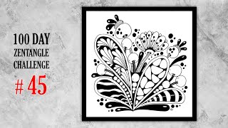 45 # 100 days of tangling | zentangle 100 day challenge | zentangle doodle art | zentangle art