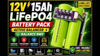 🔥 ১২V ১৫Ah LiFePO4 ব্যাটারি প্যাক|Active Balancer + Balance BMS|দীর্ঘস্থায়ী ও শক্তিশালী পাওয়ার 🔋⚡