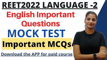 REET2022/ MOCK TEST for reet language 2 || Reet level 1 and 2  / important MCQs for REET#reet #ctet