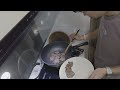 Gourmet cooking meltdown where Asian beef dance turns into surreal chaos opera inside tiny kitchen c