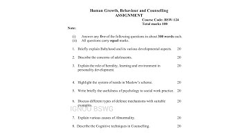 BACHELOR DEGREE IN SOCIAL WORK (BSWG) Third and Fourth Semester Assignment: 2022-2023