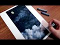 어둠 속 단계별 구름 그리기｜Draw a step-by-step cloud in the dark｜Oil pastel drawing