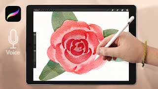 Procreate Watercolor Tutorial: Simple Rose Floral screenshot 1