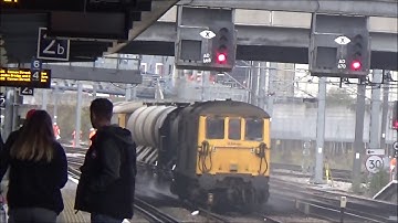 GBRf 73109 and 73201 passing through Ashford International Station on RHTT service - 25/11/2018