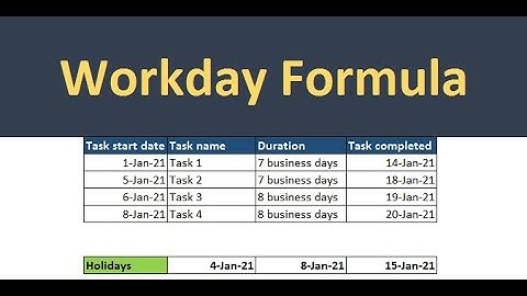 Excel Workday Function: Find End Date - Exclude Weekends & Holidays