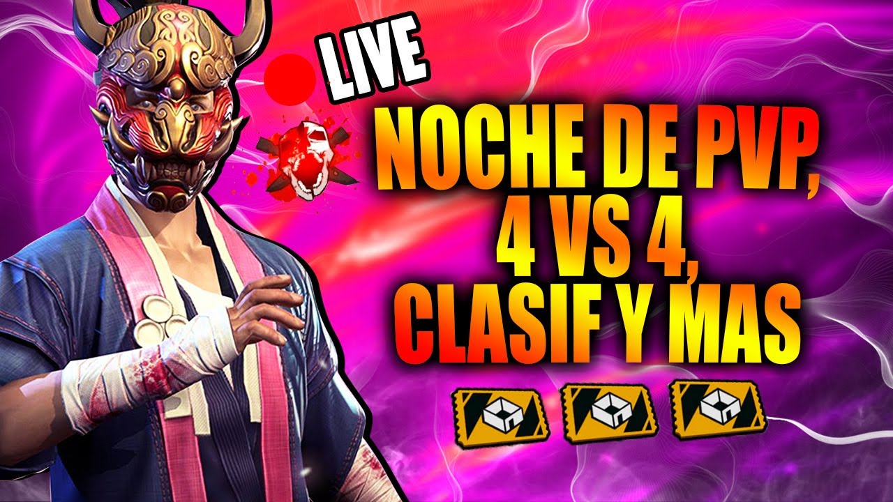 🔴 FREE FIRE EN VIVO 💎NOCHE DE PVP 4 VS 4, SALAS, CLASIF Y MAS 😱 YouTube