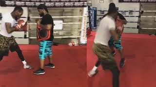 Robert Easter Jr doing work on the Everlast trainer shield | Fights Mikey Garcia 7/28 in L.A. Content