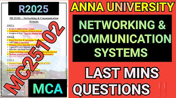 Networking & Communication Systems MCA Regulation 2025 #mc25102 #annauniversity #regulation2025 #mca