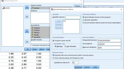 Median regression using the SPSS quantile regression function (February 2021)