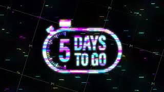 5 Days to go. Countdown timer. Clock glitch icon. Time icon. Count time sale. Motion graphics.