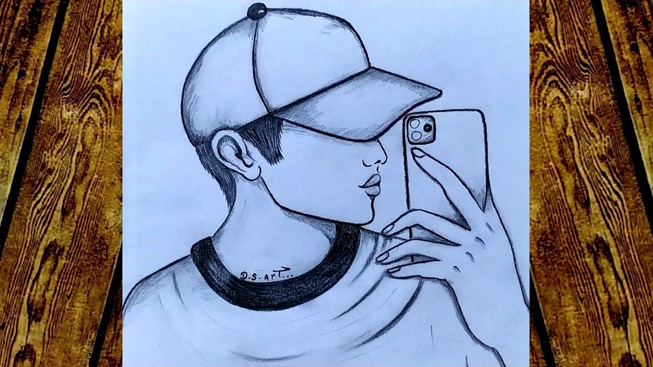 رسم سهل/تعليم رسم ولد يصور سيلفي سهل خطوة بخطوة للمبتدئين/رسم بنات/girl drawing/تعلم الرسم