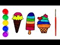 Dibuja y Colorea Helados Arcoiris 🍦🍨🍧🌈 Dibujos Para Niños  | How to draw ice cream for kids