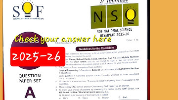 SOF NSO 2025-26 SET A Question Paper with Answer Key | SOF SCIENCE Olympiad Questions #nso2025 #SOF