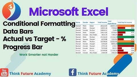 Conditional Formatting Data Bars Actual vs Target - % Progress Bar