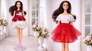 DIY Super Cute Barbie Dresses |Barbie doll Hacks and Crafts | Doll dress making | Mini Dress|Fashion