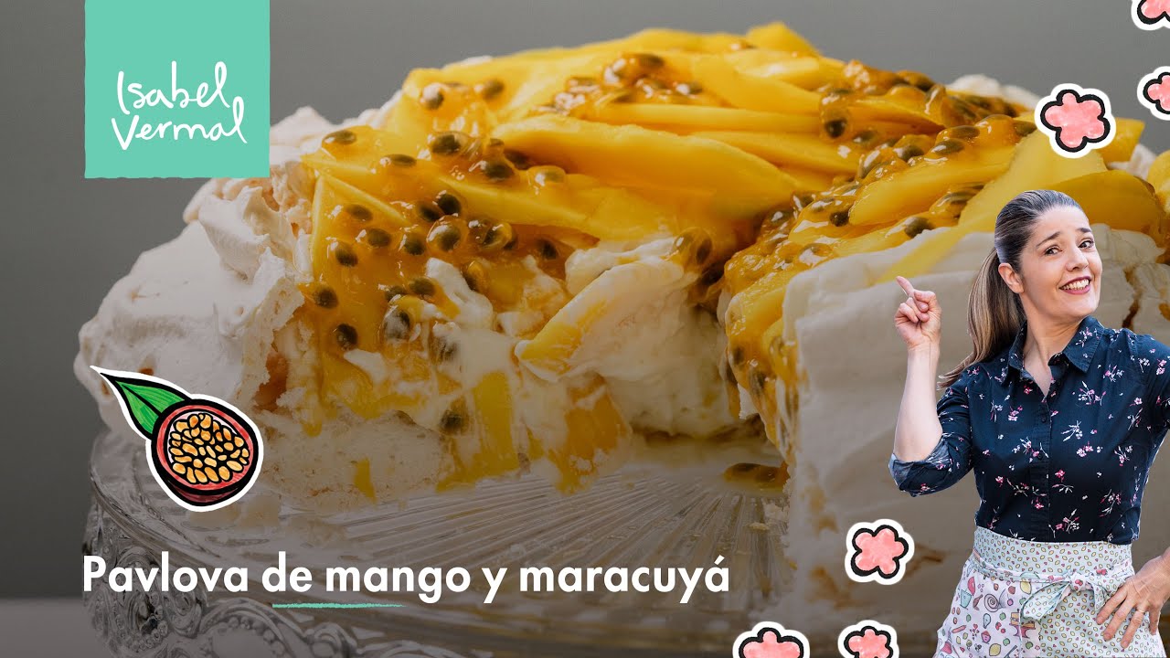 Pavlova de mango y maracuyá