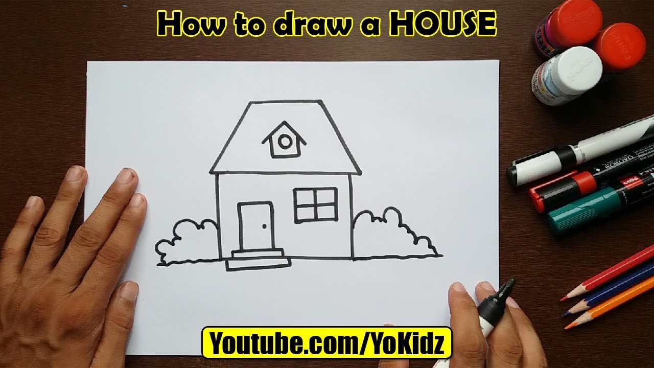 How to draw a HOUSE - YouTube