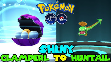 Evolving SHINY CLAMPERL to SHINY HUNTAIL in Pokemon Go